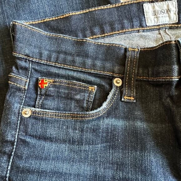 HUDSON Nico Super Skinny MidRise Dark Wash Jeans With Raw Hem - Picture 2 of 6